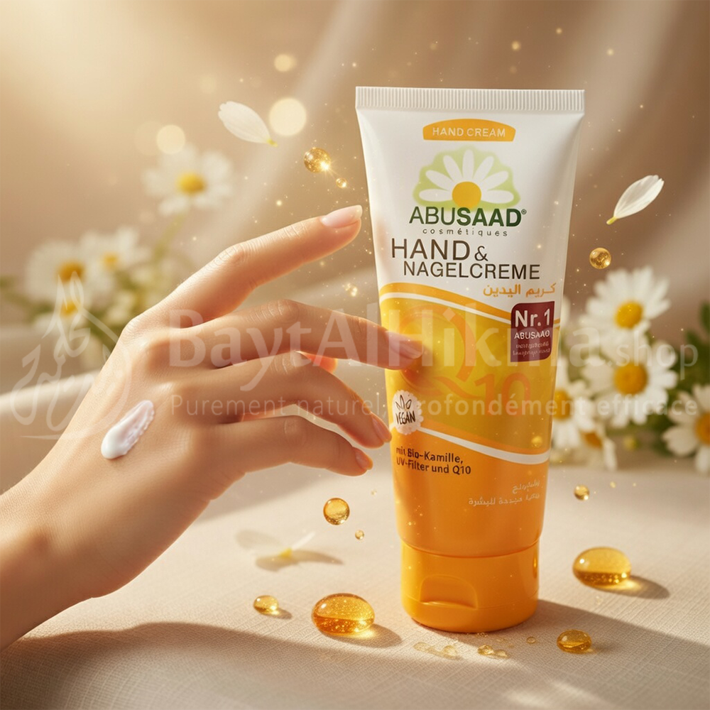 Crème Mains et Ongles Abusaad – Hydratation Intense au Bio-Camomille - كريم أبو سعد لليدين والأظافر – ترطيب مكثف بالبابونج العضوي