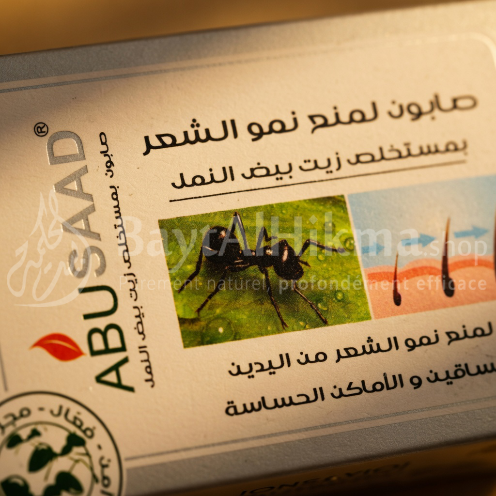Savon ABUSAAD à l'Extrait d'Huile d'Œufs de Fourmis - Réducteur de Pilosité - صابون أبو سعد لمنع نمو الشعر بمستخلص زيت بيض النمل