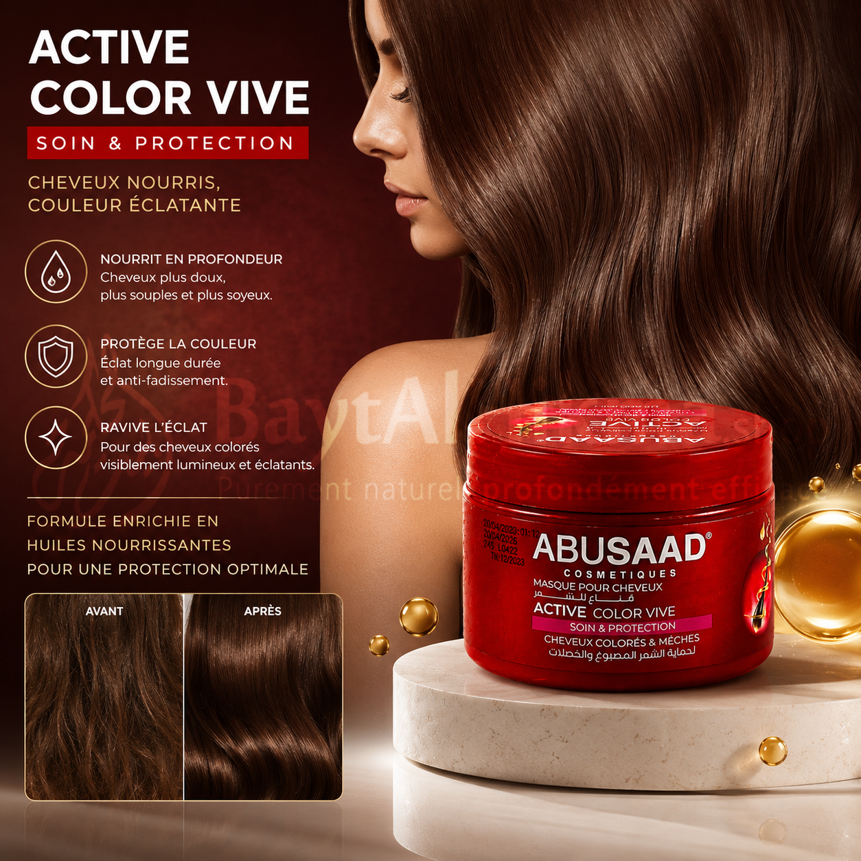 ABUSAAD - Masque Capillaire Active Color Vive - Cheveux Colorés & Mèchés - 400ml - أبو سعد - ماسك اكتيف كولور فيف للشعر المصبوغ والخصلات