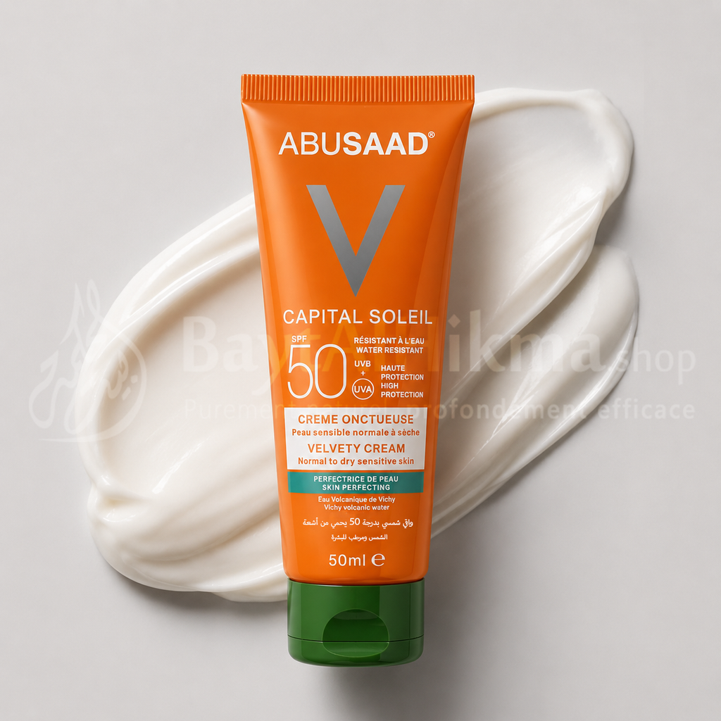 Écran Solaire ABUSAAD Capital Soleil - Crème Onctueuse SPF 50 (50ml) - واقي الشمس أبو سعد كابيتال سولاي - كريم مخملي بعامل حماية 50 (50 مل)