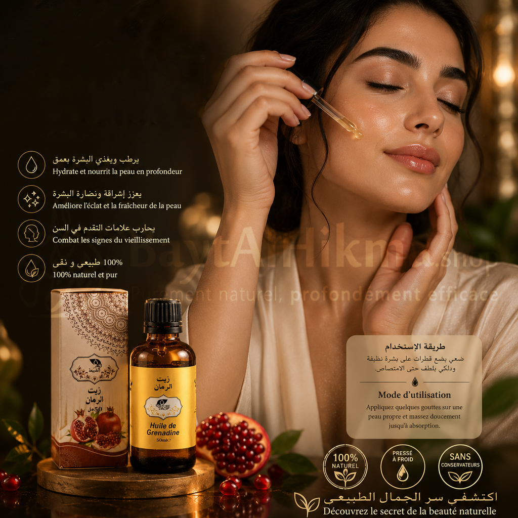 Huile de Grenade Naturelle (Huile de Grenadine) - Nature Drop | 50ml -زيت الرمان الطبيعي - قطر الطبيعة  | 50 مل