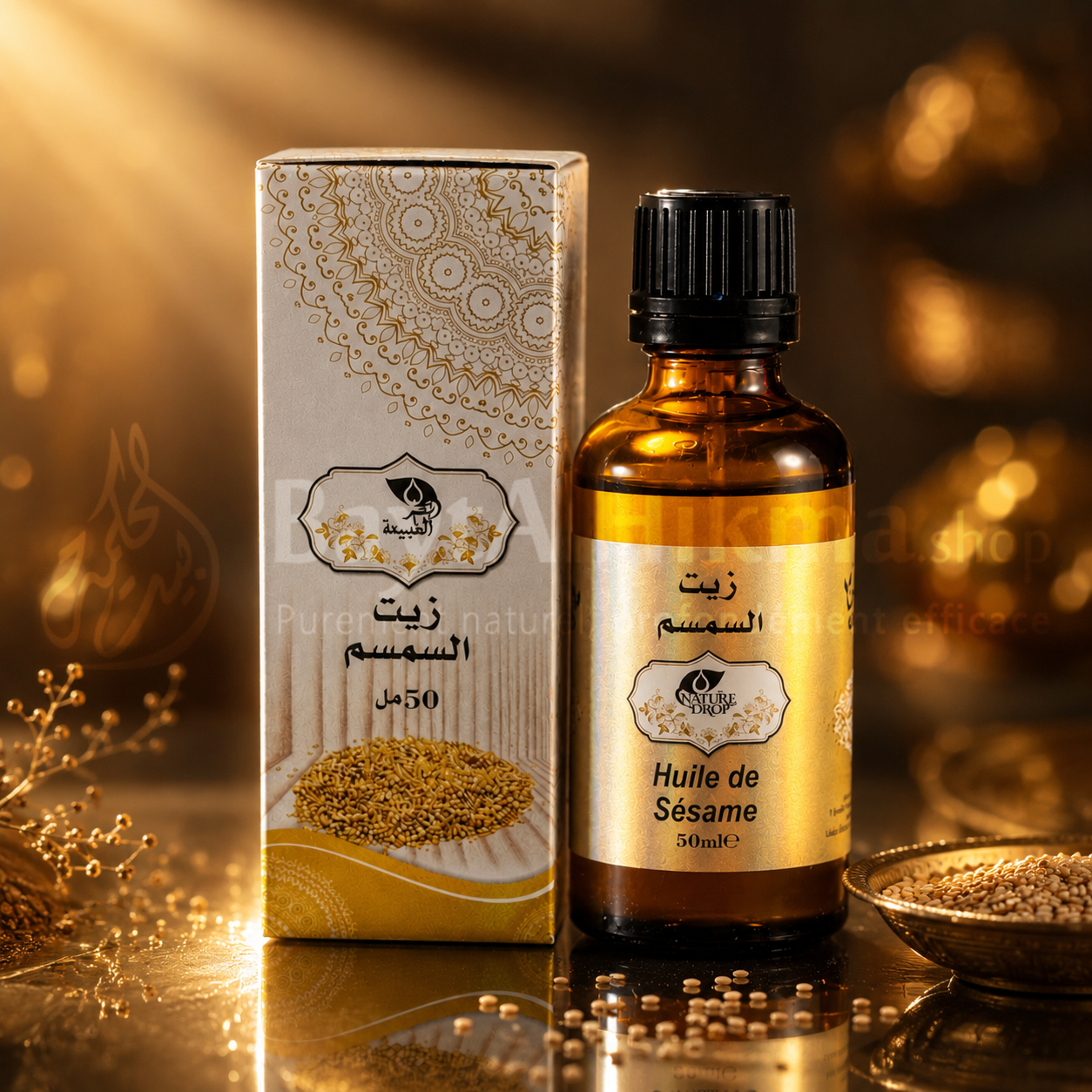 Huile de Sésame 100% Naturelle - Nature Drop (50 ml) - زيت السمسم الطبيعي 100% - قطر الطبيعة (50 مل)