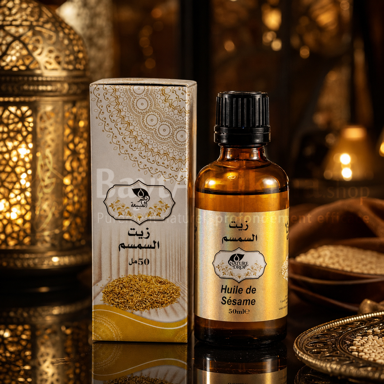Huile de Sésame 100% Naturelle - Nature Drop (50 ml) - زيت السمسم الطبيعي 100% - قطر الطبيعة (50 مل)