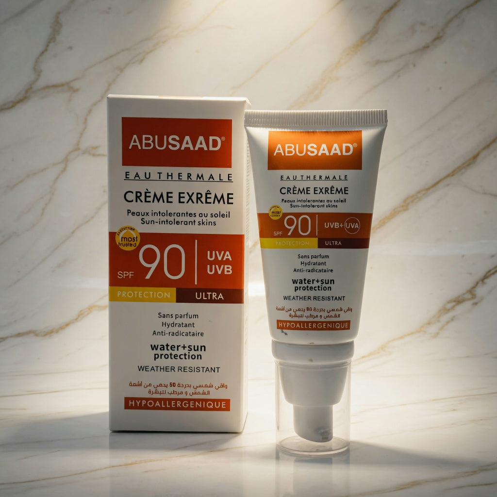 ABUSAAD - Eau Thermale Crème Extrême SPF 90 | Protection Solaire Ultra Haute - أبوسعد - كريم واقي شمس "إكستريم" +90 بالمياه الحرارية | حماية فائقة