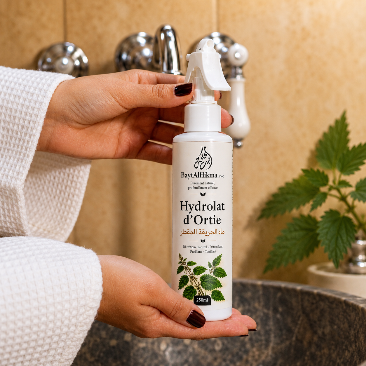 Hydrolat d'Ortie 100% Naturel - Purifiant & Tonifiant (250ml) | Bayt Al Hikma - ماء الحريقة المقطر 100% طبيعي - منقي ومقوي (250 مل) | بيت الحكمة